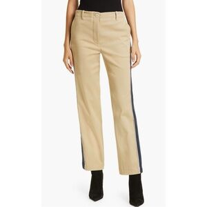 TWP Size 2 Tuxedo Side Stripe Cotton Stretch Twill Pants Khaki/Navy Preppy